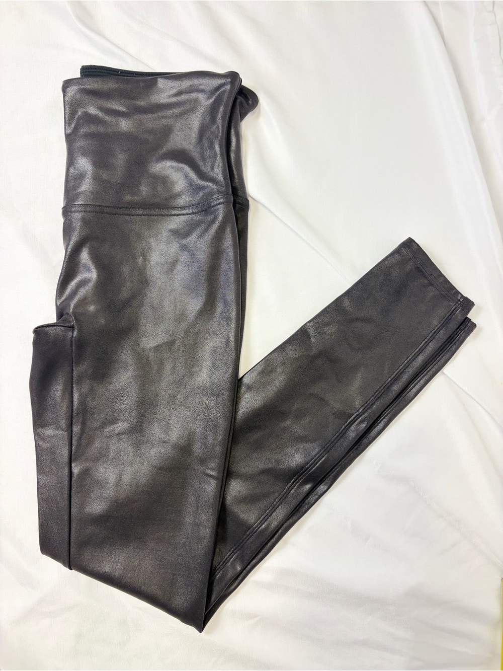 SPANX Faux Leather Leggings Black Size Large High Rise Style 2437